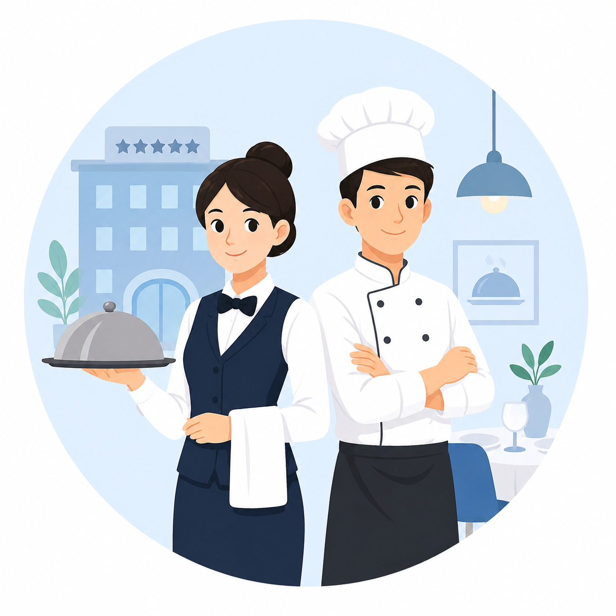 Ilustrasi bidang perhotelan dan restoran di Jerman