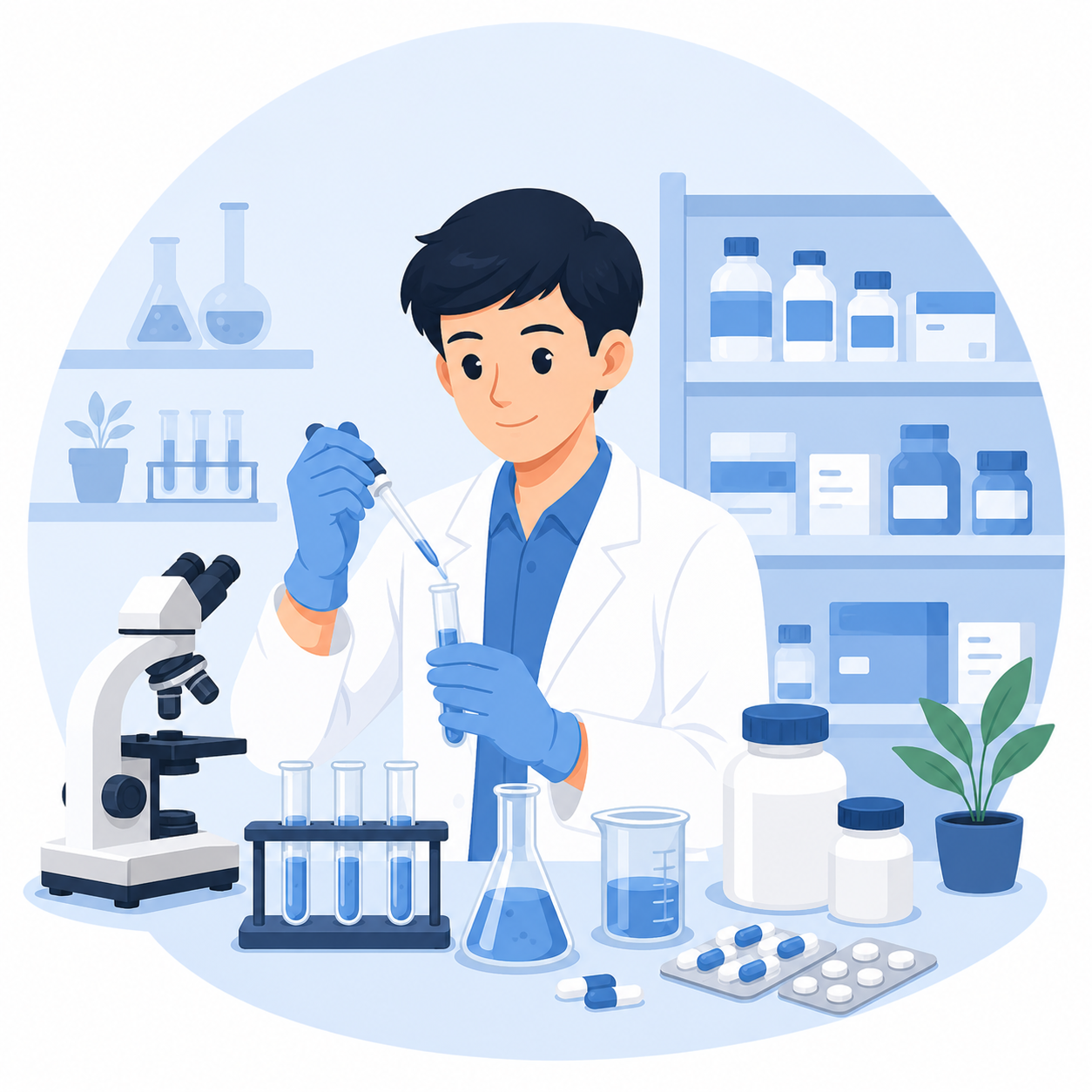 Ilustrasi laboratorium dan farmasi di Jerman